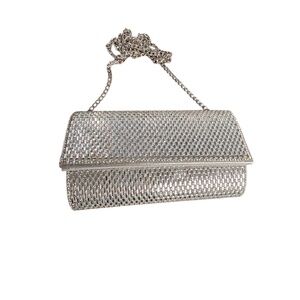 Starlet Mirror Silver Tone Clutch With Silver Tone Chain Very Good Condition